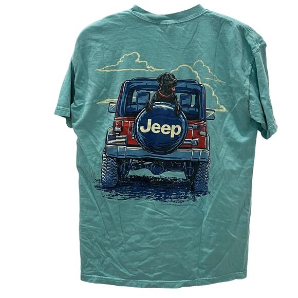 Comfort Colors JEEP A Man's Best Copilot Black Labrador Graphic T-shirt~Adult MD - Picture 1 of 5